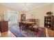 Traditional dining room featuring hardwood floors, elegant chandelier, and beautiful area rug at 6125 Fouts Mill Rd, Douglasville, GA 30135