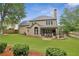 Manicured backyard features mature trees and inviting outdoor patio area at 6720 Wolford Ct, Johns Creek, GA 30097