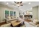 Well-lit living room has wood floors and views of the backyard at 6720 Wolford Ct, Johns Creek, GA 30097
