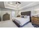 Spacious main bedroom with a tray ceiling, carpeting, and natural light at 6720 Wolford Ct, Johns Creek, GA 30097