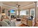 Living room featuring a fireplace and built-in shelving at 5045 Harrington Rd, Johns Creek, GA 30022