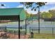 Well-maintained community tennis courts with covered seating areas and lush landscaping at 5045 Harrington Rd, Johns Creek, GA 30022