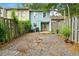 Backyard featuring gravel, landscaping, mature trees, and privacy fence at 2261 Wellington Cir, Lithonia, GA 30058