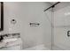 Modern bathroom with frameless glass shower, sleek subway tile, and stylish marble vanity at 1271 Fenway Cir, Decatur, GA 30030