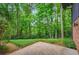 Concrete patio area in private backyard with a view of the surrounding woods at 3270 Leslie Ne Ct, Atlanta, GA 30345