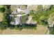 Aerial view of home with a private backyard oasis, pool and lush greenery at 604 Trinity Church Rd, Canton, GA 30115
