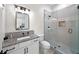 Modern bathroom featuring a glass-enclosed shower, granite countertops, and stylish fixtures at 604 Trinity Church Rd, Canton, GA 30115