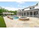 An inviting backyard featuring a stone patio, pool, spa, and covered porch for outdoor relaxation and entertainment at 604 Trinity Church Rd, Canton, GA 30115