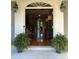 Inviting entryway with a decorative doorway, hardwood floors, and plants on either side at 139 Grandmar Chase, Canton, GA 30115