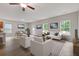 Well-staged living room with modern furniture, wood flooring, and natural light from large windows at 3475 Ridge Hill Pkwy, Douglasville, GA 30135