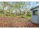 Backyard featuring mature trees and green shrubbery surrounding shed at 1388 Metropolitan Se Ave, Atlanta, GA 30316