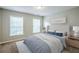 Staged bedroom featuring a bed and natural light from two windows with neutral color palette at 8826 Lakecrest Way, Union City, GA 30291