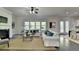 Spacious living room with a fireplace, plush sofas, large windows, and hardwood floors at 4610 Point Rock Dr, Buford, GA 30519