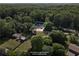 Wide aerial view of a home in a wooded community with a white boundary outline over the property at 1125 Murray Sw Cir, Marietta, GA 30064