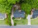 A drone shot of the home, with a view of its roof, yard, and nearby trees that surround the property at 2552 Berwick Walk, Snellville, GA 30078