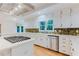 Updated kitchen with stainless appliances, including dishwasher, offers white cabinets and gas cooktop on island at 2552 Berwick Walk, Snellville, GA 30078