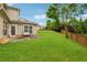 Spacious backyard with a well-maintained lawn, swing, and partial fence, providing privacy and room for recreation at 3700 Terrasol Sw Trl, Lilburn, GA 30047