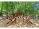 A rustic fire pit surrounded by Adirondack chairs at 592 Hayes Rd, Auburn, GA 30011