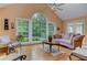 Bright living room with large windows overlooking a backyard pool area at 4546 Windsor Oaks Ct, Marietta, GA 30066