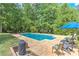 Relaxing backyard pool area with mature trees providing shade and an outdoor grilling area at 4546 Windsor Oaks Ct, Marietta, GA 30066