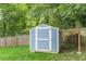 Backyard featuring a storage shed with a wooden privacy fence at 947 Rebel Forest Dr, Atlanta, GA 30315