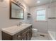 Bathroom with a wide mirror and sink with light colored walls and window at 947 Rebel Forest Dr, Atlanta, GA 30315
