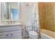 Bathroom with single vanity, toilet, and tiled shower/tub combination at 4206 Whitby Se Way # 15, Smyrna, GA 30080