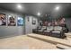 Home theater room with tiered seating, plush chairs and a projector for an immersive entertainment experience at 6355 Westfallen Overlook, Cumming, GA 30040