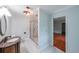 Full bathroom with updated tile in shower with glass door at 3601 Club Nw Dr, Kennesaw, GA 30144