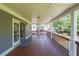 Covered deck with stained wood flooring and access to backyard at 3416 Harrison Rd, Atlanta, GA 30344