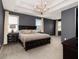 Expansive main bedroom boasts tray ceilings, a modern chandelier, and neutral-toned walls at 1580 Johnson Nw Rd, Atlanta, GA 30318