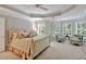 Serene main bedroom with tray ceilings, and sitting area with three light-filled windows and neutral decor at 2250 Edgemere Lake Cir, Marietta, GA 30062