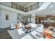 Open-concept living room with soaring ceilings, modern furnishings, and seamless flow to kitchen at 3440 Carswell Bnd, Cumming, GA 30028
