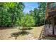 View of the grassy and wooded backyard from the side of the home at 2075 Six Branches, Roswell, GA 30076
