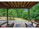 Backyard patio with chairs and view of the beautifully landscaped and wooded backyard at 2075 Six Branches, Roswell, GA 30076
