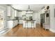 Bright kitchen features white cabinets, a center island with seating, and stainless steel appliances at 690 Sienna Dr, Cumming, GA 30040