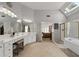 Large primary bathroom with double sink vanity, a makeup counter, and separate tub at 3705 Rolling Creek Dr, Buford, GA 30519