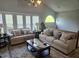 Bright living room with vaulted ceilings, large windows, and comfortable seating arrangement at 5602 Ardmore Ct, Sugar Hill, GA 30518