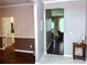 A split view of the foyer of the home showing multiple rooms and wood laminate flooring at 1185 Charter Club Dr, Lawrenceville, GA 30043