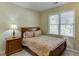 Cozy bedroom with a comfortable bed, wooden nightstand, and natural light from the window at 352 Hickory Haven Ter, Suwanee, GA 30024