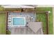 Aerial close up view of backyard pool, patio, and lush lawn and fencing at 39 Summer Nw Pl, Cartersville, GA 30121
