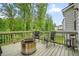 Inviting backyard deck with wooded view, patio furniture and a warming fire pit at 6915 Rambling Vale, Cumming, GA 30028