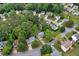 Aerial view of residential neighborhood featuring manicured lawns, mature trees, and well-maintained homes at 2640 Garland Way, Duluth, GA 30096