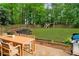 Large backyard offering a patio area for eating and lawn space with a playset at 2640 Garland Way, Duluth, GA 30096