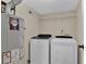 Functional laundry room with a modern washer and dryer, shelving, and water heater at 2640 Garland Way, Duluth, GA 30096