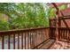 Private outdoor deck with wood railings and views of surrounding trees and neighborhood at 1227 Ashford Creek Ne Park, Atlanta, GA 30319