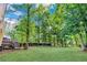 Lush green backyard surrounded by mature trees, offering privacy and a serene outdoor space at 2929 Alberta Dr, Marietta, GA 30062