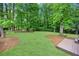 Beautiful backyard featuring a well-maintained lawn and mature trees with deck at 2929 Alberta Dr, Marietta, GA 30062