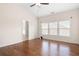 Spacious bedroom features hardwood floors, recessed lighting and three large windows allowing for lots of natural light at 1957 Brightleaf Way # 59, Marietta, GA 30060