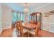 Elegant dining room featuring hardwood floors, wainscoting, and a chandelier, perfect for hosting memorable dinner parties at 3363 Linton Ln, Marietta, GA 30066